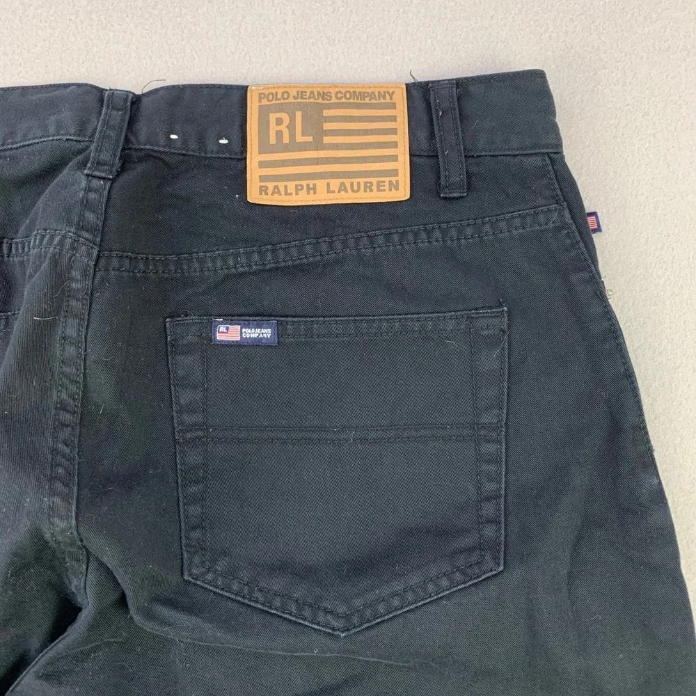 Ralph Lauren Polo Jeans Co Pants Womens 12 Black Denim Straight Leg Cotton